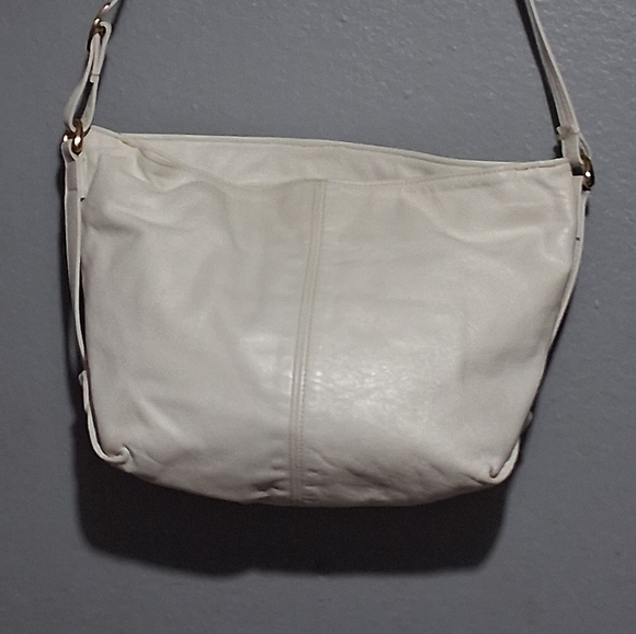 SAS White Leather Shoulder Bag with Soft Structure - Picture 1 of 8